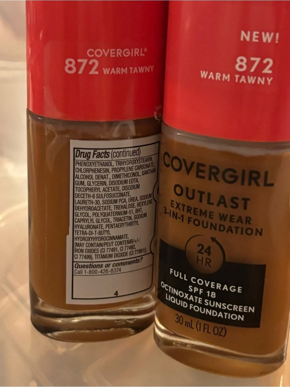 CoverGirl‎ Outlast 3-in-1 Foundation 872 Warm Tawny SPF 18 New
